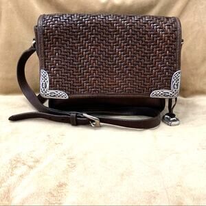 Brighton Vintage Woven Crossbody Flap Purse 9 x 7